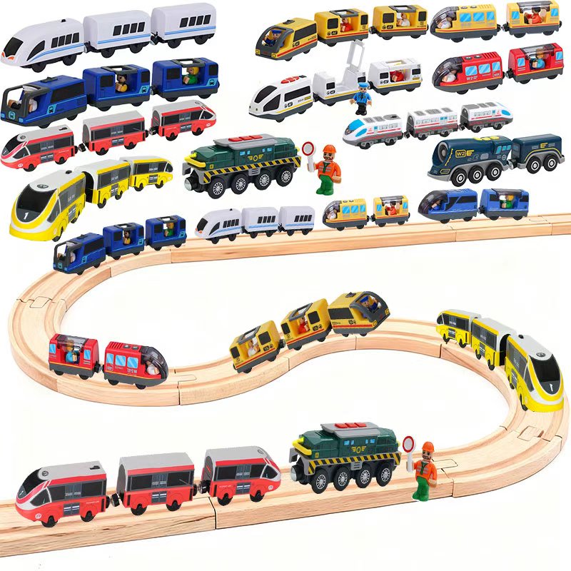 Car Accessories Xmas Gifts - Houten spoorwegtrein locomotief magnetische trein speelgoed