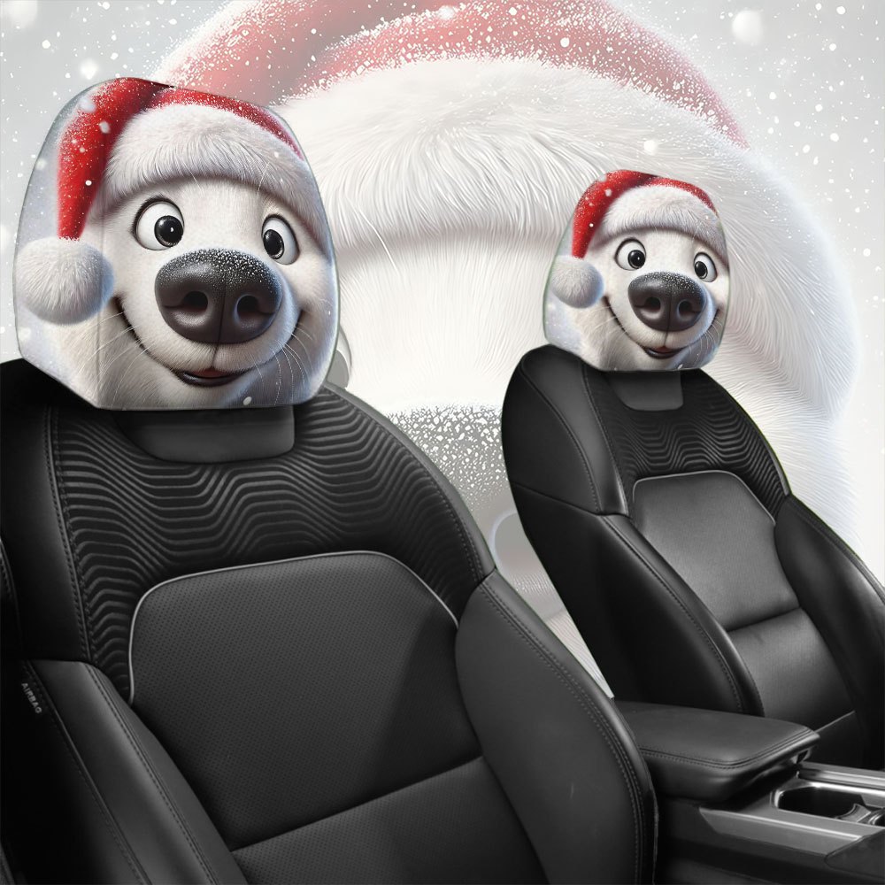 Car Accessories For Winter - 2 stuks kerstmutsen, schattige puppy autohoofdsteunhoezen,