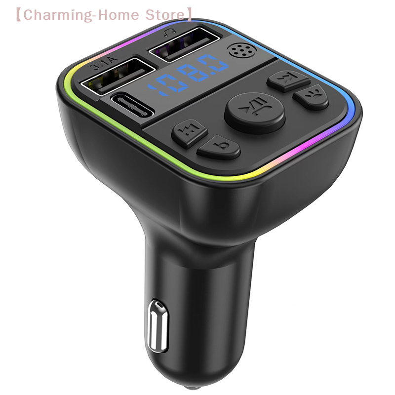 Fm Transmitter - 【M】Dual USB Type-C autolader FM-zender Bluetooth