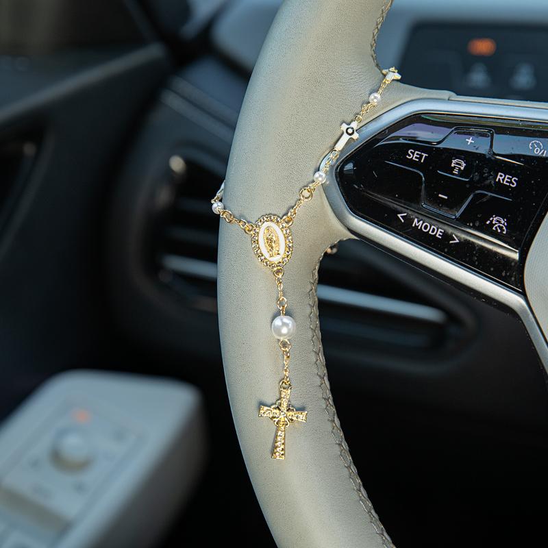 Car Accessories Unique - Stuurwiel Rozenkrans Ornament | Rozenkrans autohanger